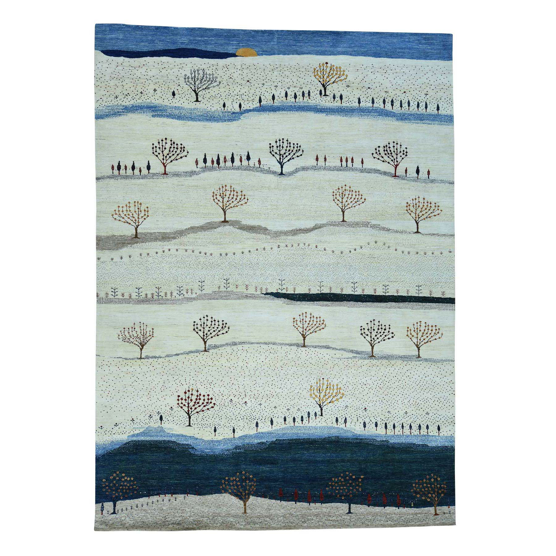 N/A Wool Hand-Knotted Area Rug 9'9